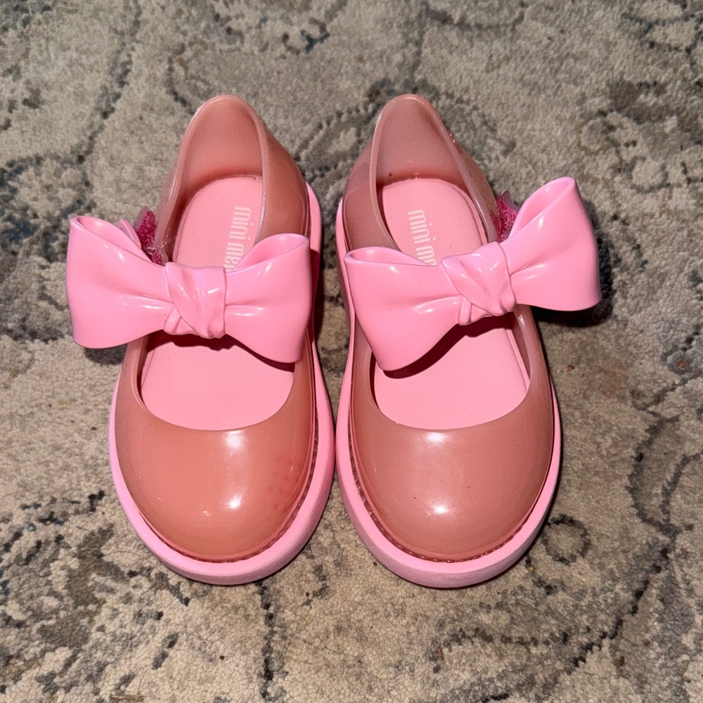 Mini Melissa Two-Tone Pink Bow Mary Jane Girls' Shoes